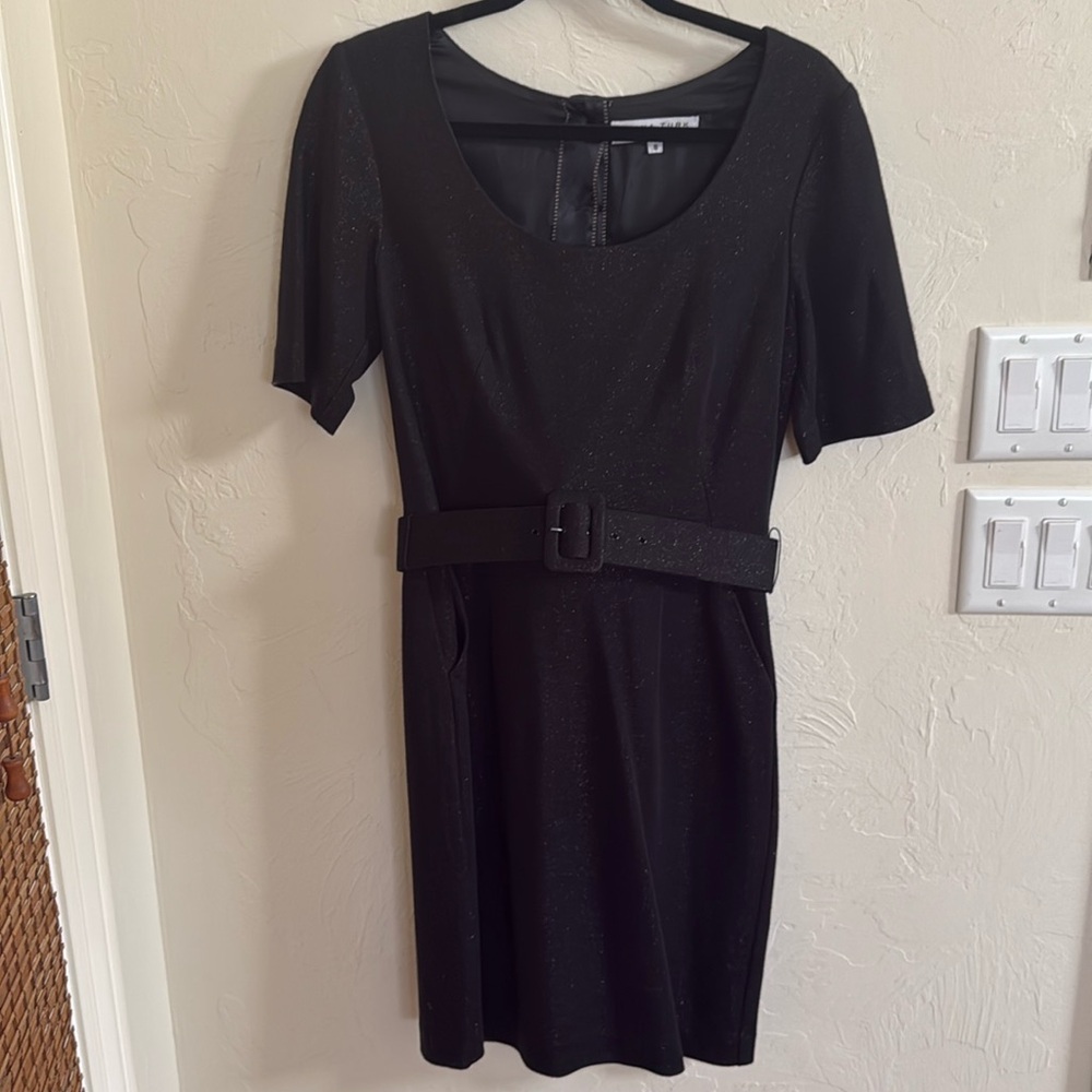 Trina Turk Black Dres with metallic flecks- belted